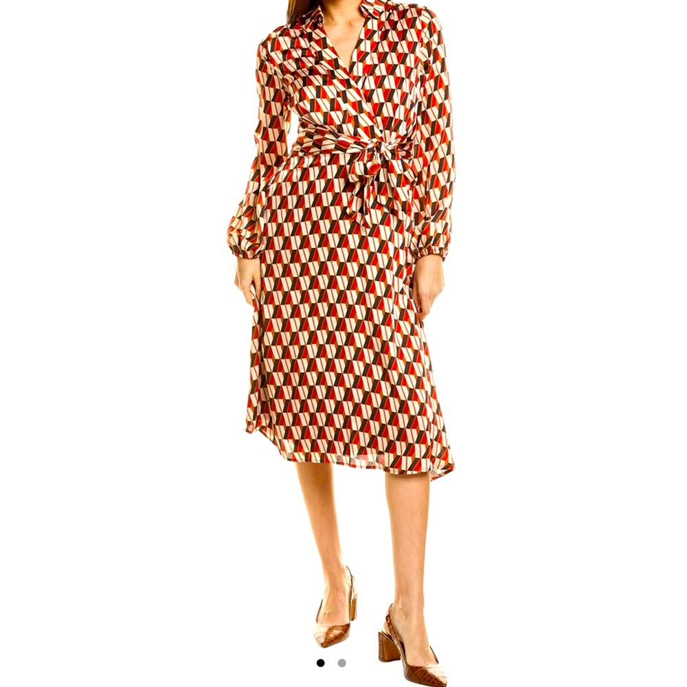 Tahari ASL Patterned Midi Dress Size 8